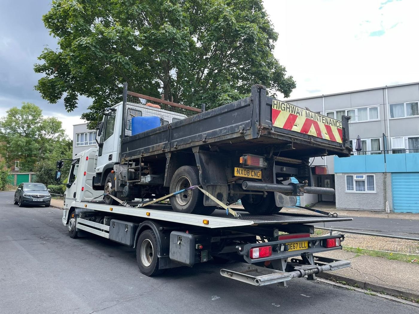 Van recovery on the back of a Z&Z flatbed in Warwickshire