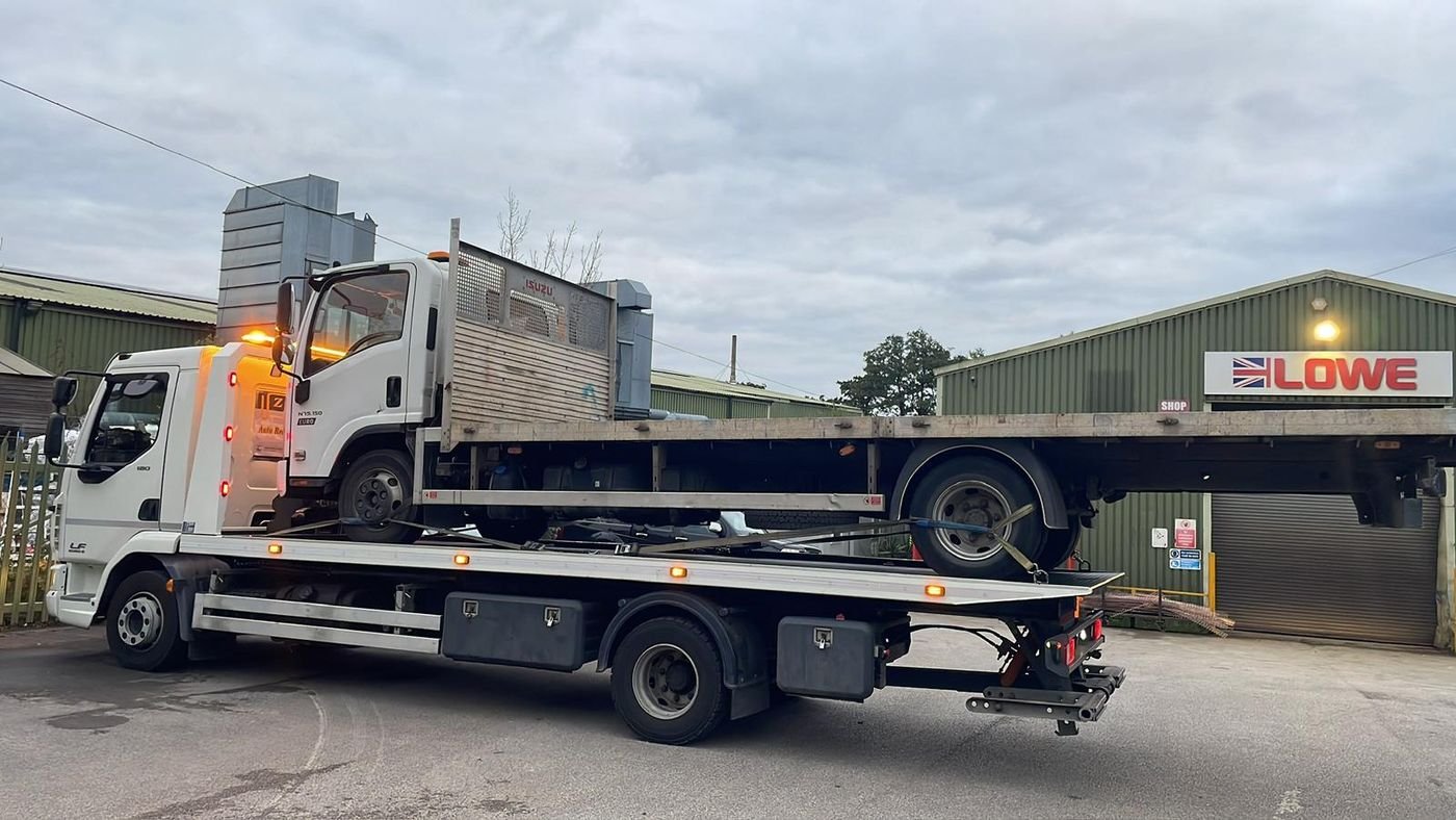 Van recovery on the back of a Z&Z flatbed in Warwickshire